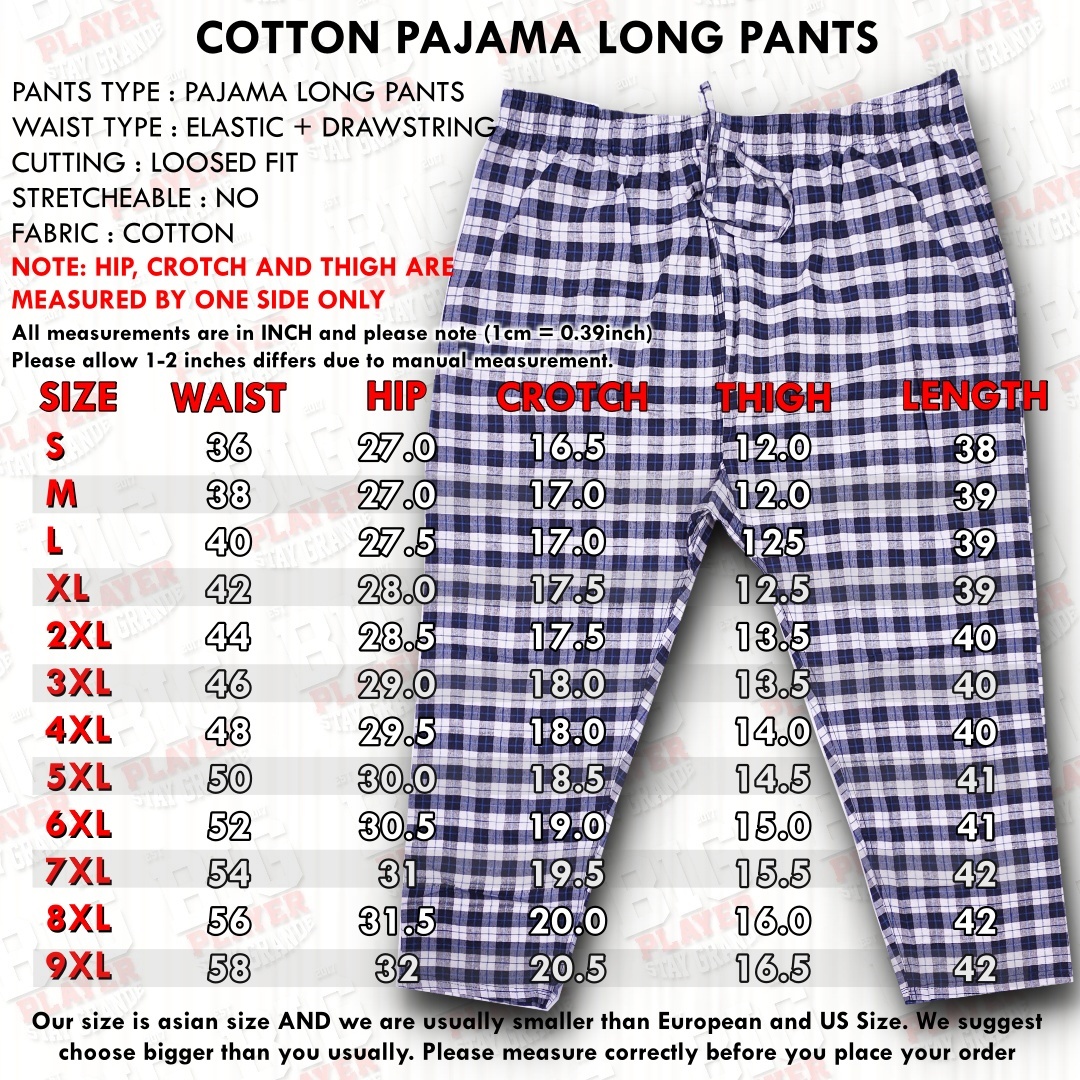 PAJAMA SIZE CHART