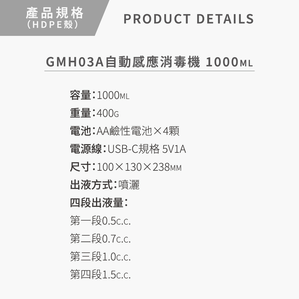 GMH03A自動感應消毒機_1000ml_info