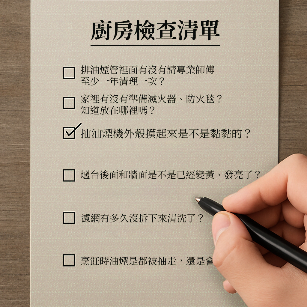 油垢檢查LIST~快清除掉你家的火災危險因子!!!