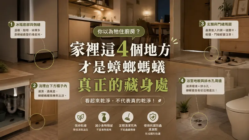 你以為蟑螂住廚房？其實牠真正躲的是這 4 個地方🥲