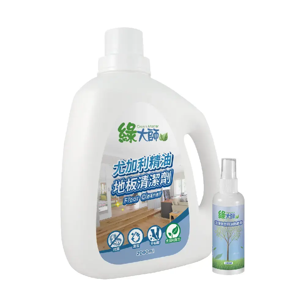 綠大師尤加利精油地板清潔劑+100ML精油防蟲液，驅蟲無死角，驅蟑驅蟻更升級。