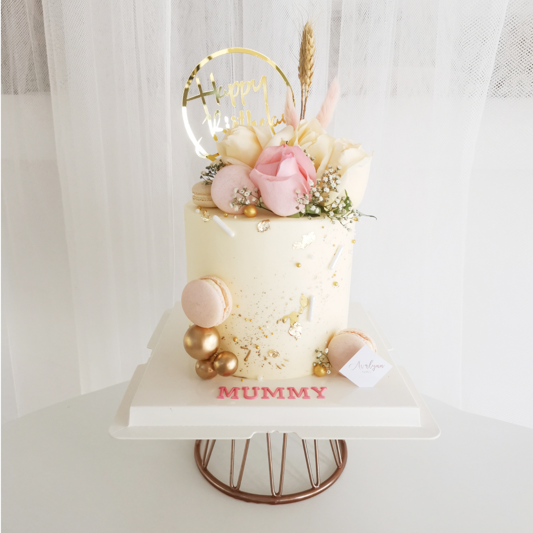 Gold drip cake with fresh flowers - Decorated Cake by - CakesDecor