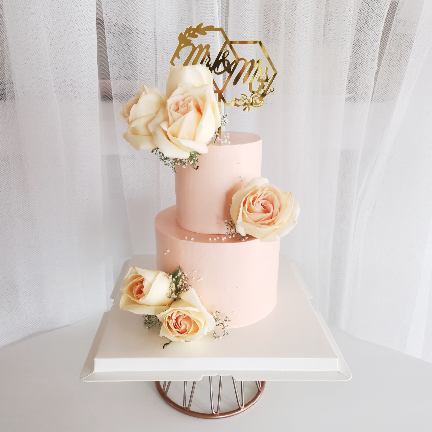 Lisari's Cakes - Two Tier Wedding Cake with Fresh Floral &... | Facebook