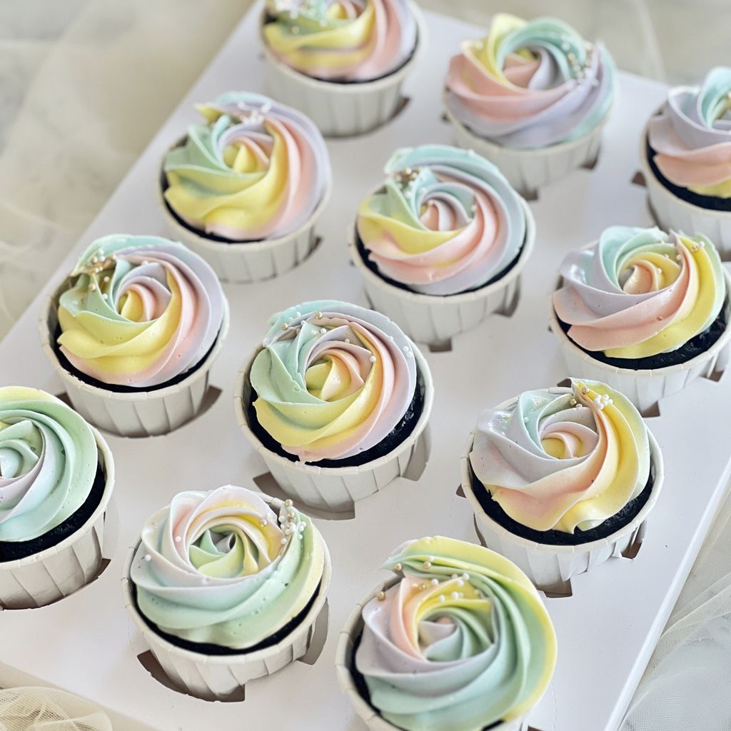 Rainbow pastel cupcakes 1