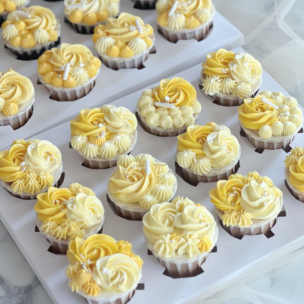 yellow theme cupcakes 1