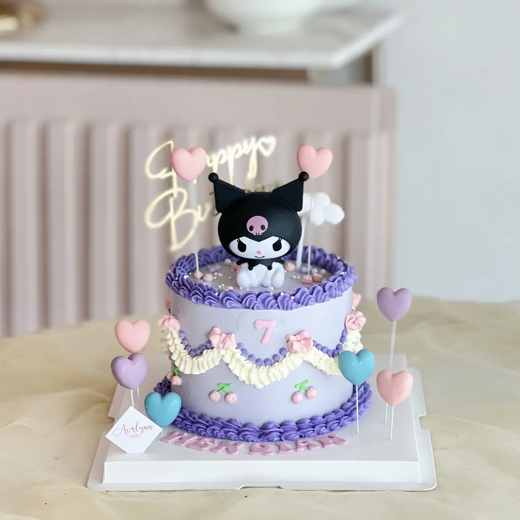 Kuromi-inspired dark magic cake