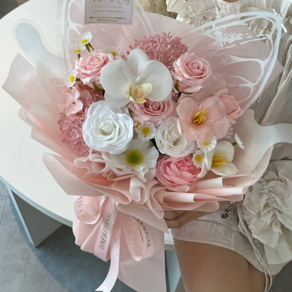 Pink Butterfly Kiss Soap Mixed Bouquet