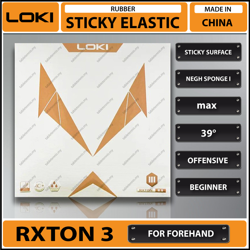 Loki Rxton 3 Sticky Elastic Table Tennis Rubber Getah Ping Pong Rxton ...