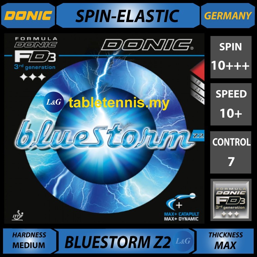 DONIC Bluestorm Z2 Spin-Elastic Inverted Table Tennis Rubber Getah Ping  Pong Made in Germany ITTF Approved – LG Sports