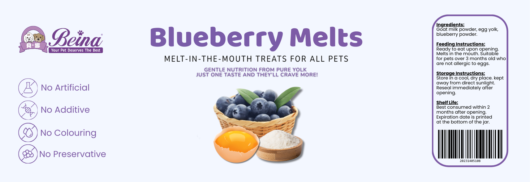Blueberry Melts label  (14.5 x 5 厘米)