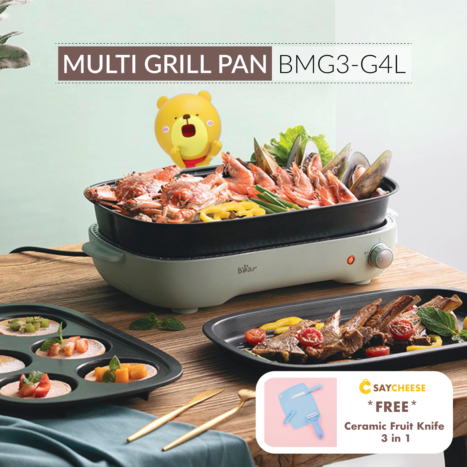 PRE ORDER ITEM (ETA ON 15 SEPT 2021) BEAR Multi Grill Pan / 多功能烤盘 (BMG3