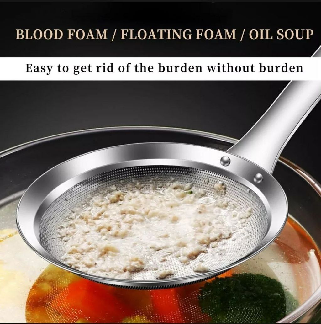  304 Stainless Steel Kitchen Hot Pot Oil Foam Spoon Net Sieve Spoon (1)