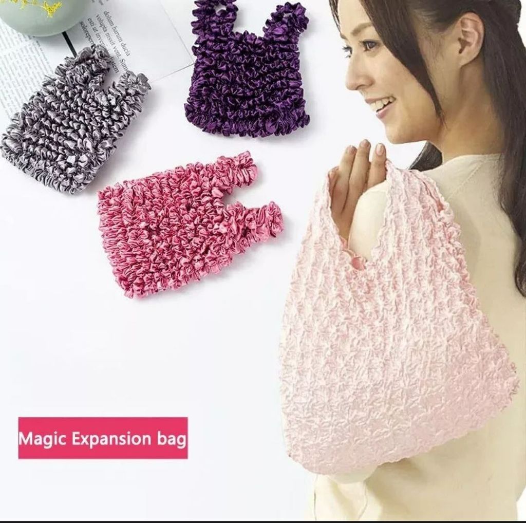 Magic Expansion Fold Tote Pleated Flexible Stretch Mini Bag Large Capacity  (1)