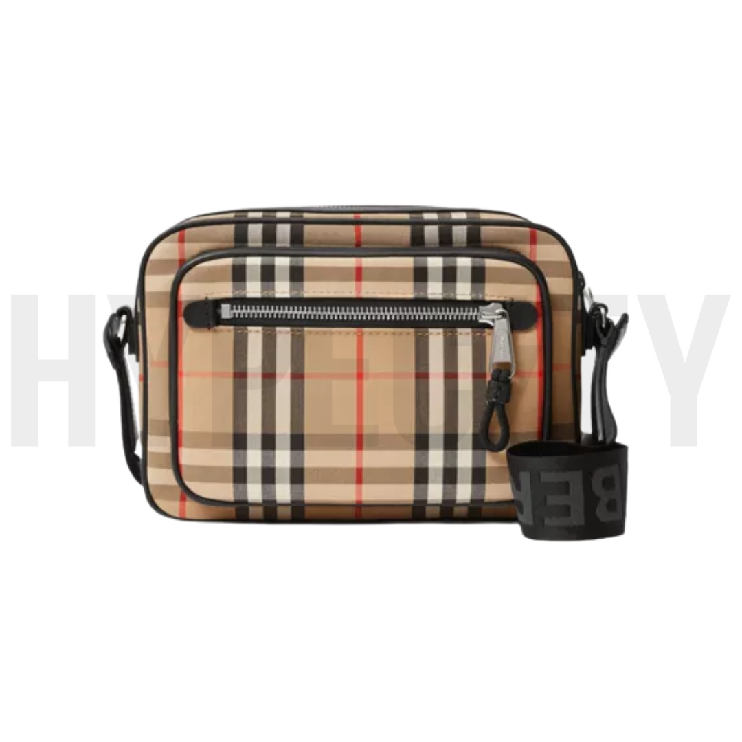 Shop Burberry Vintage check and leather crossbody bag# (80101521