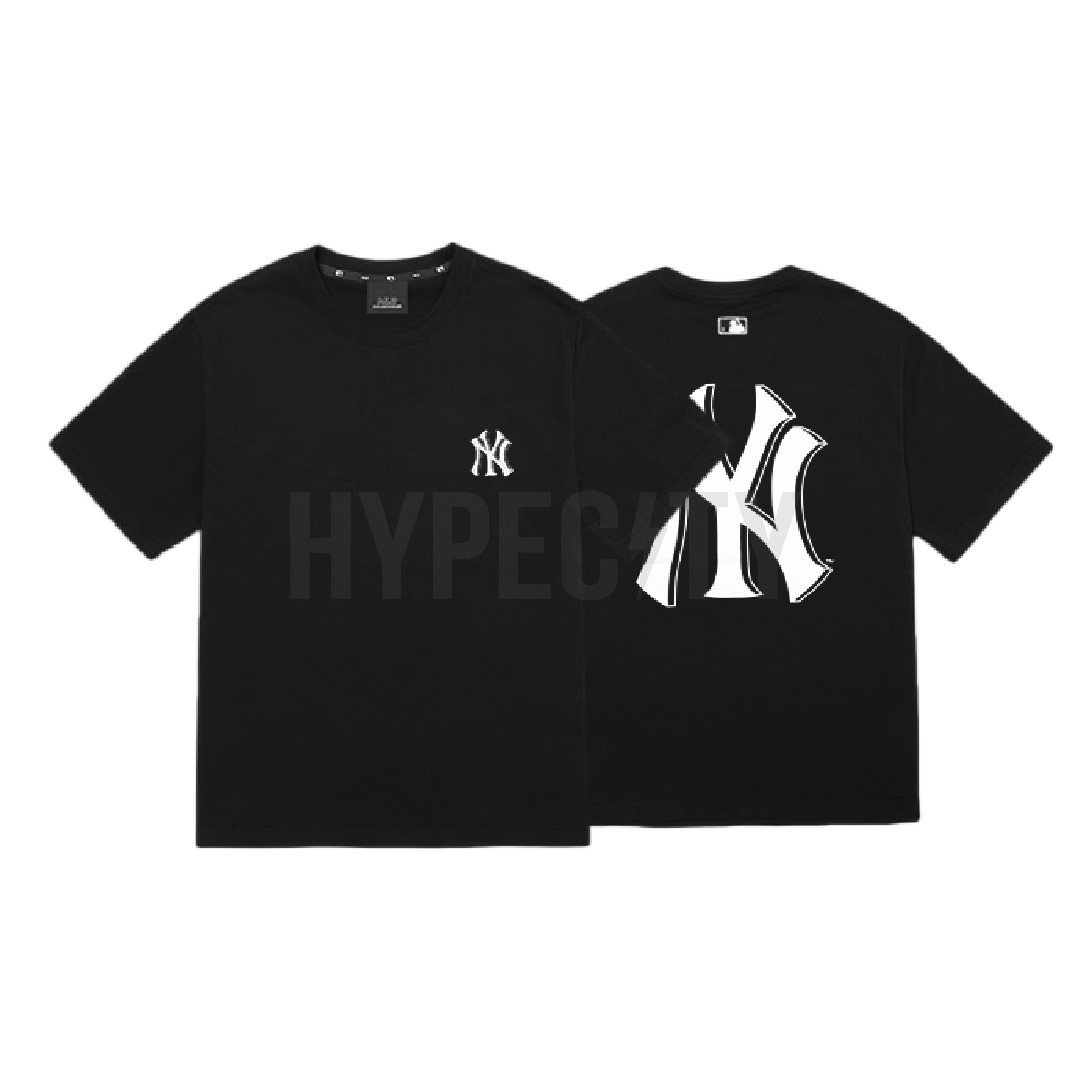 MLB Korea Unisex Classic Monogram Big Logo Short Sleeve Tee Shirt NY Yankees Black