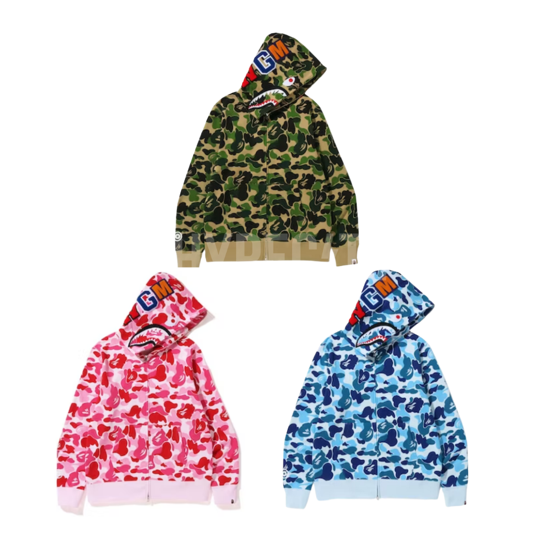 A Bathing Ape ABC Camo Shark Full Zip Hoodie (Pink) S