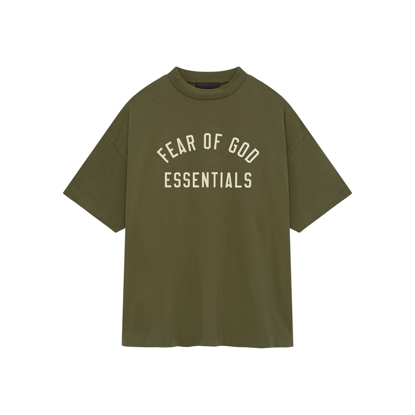 Fear_of_God_Essentials_Jersey_Crewneck_Tee_Military_FW24_-_Front