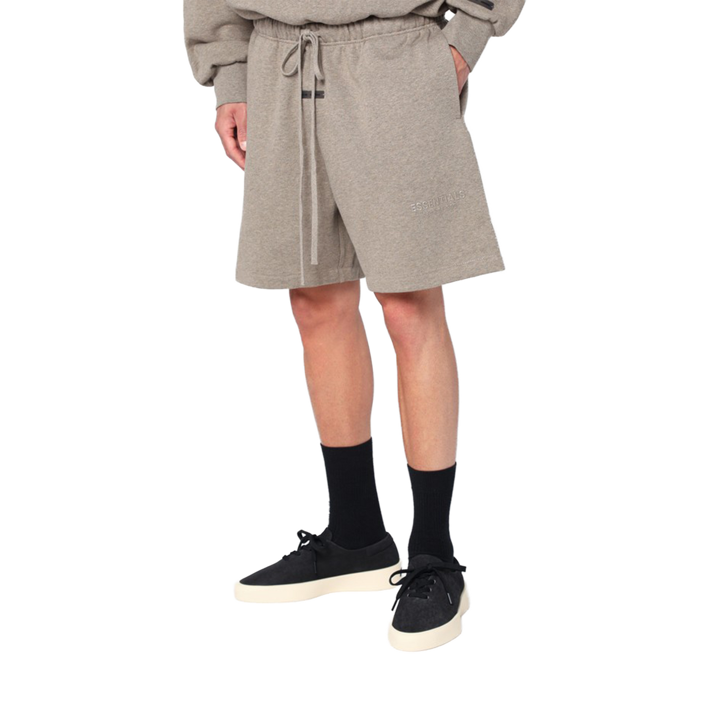 FearofGodESSENTIALSClassicFleeceSweatshort-FrontModel