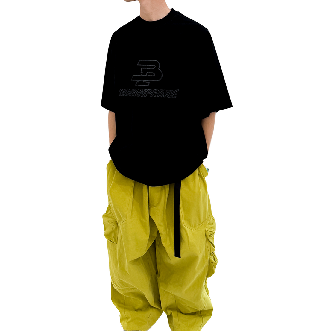 MASONPRINCEMPLogoEmbroideryTeeBlack_SS24_-ModelFront