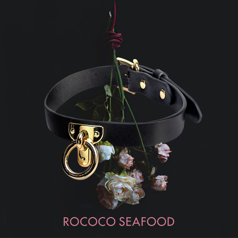 rococoseafood-真皮牽引項圈-側面圖