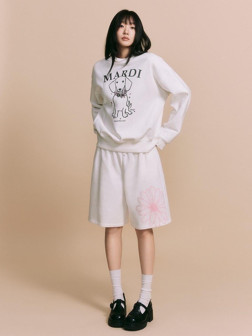 ★MARDI MERCREDI★OVERSIZED SWEAT BERMUDA FLOWER LIMITED TIME SALE PRE ORDER ) MARDI MERCREDI OVERSIZED SWEAT