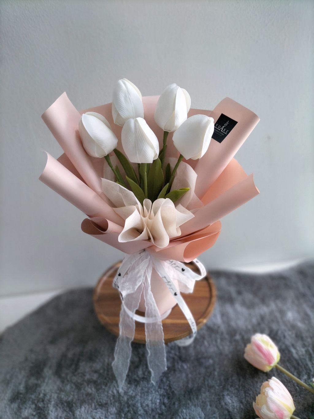 Soap flower_white_tulip_bouquet