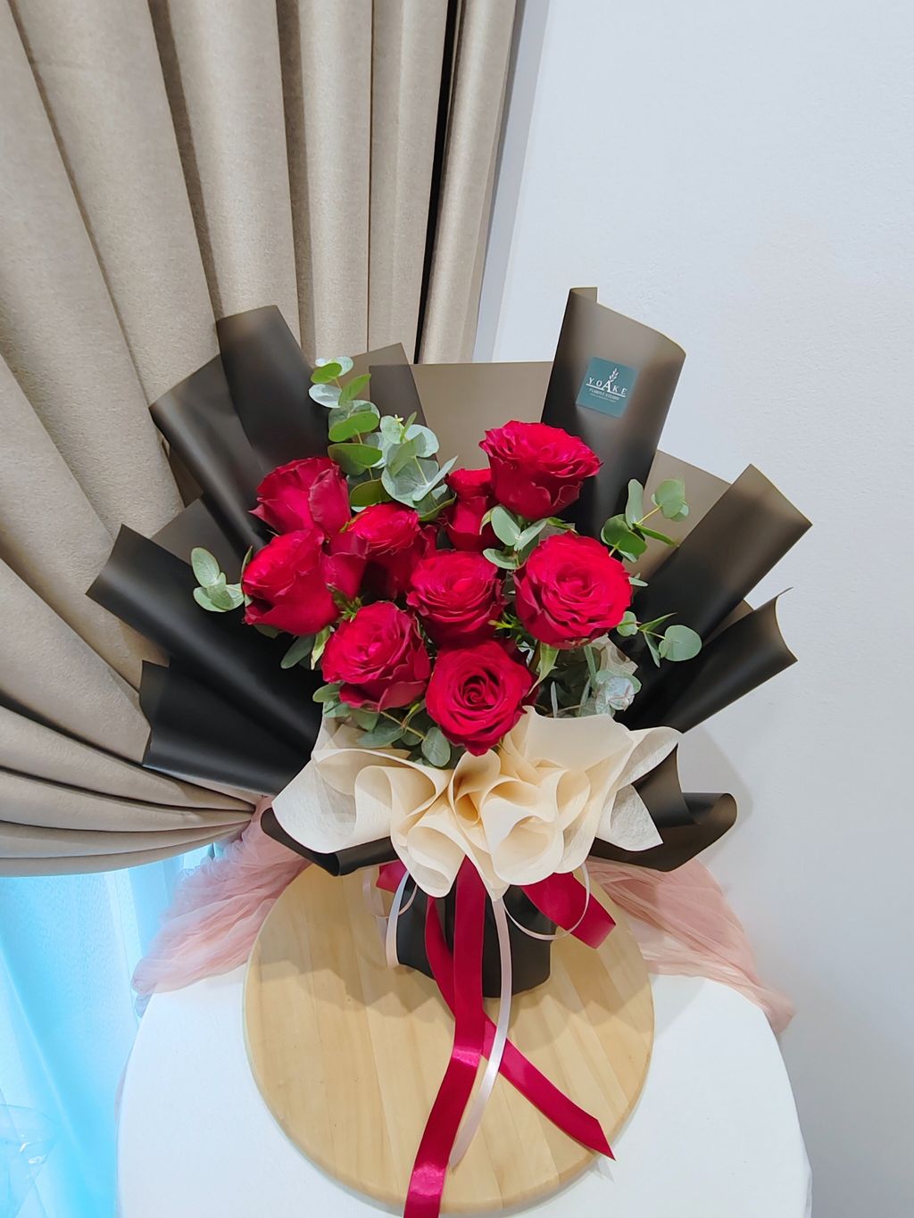 9 Stalks Premium Red rose flower bouquet - Yoake Florist Studio