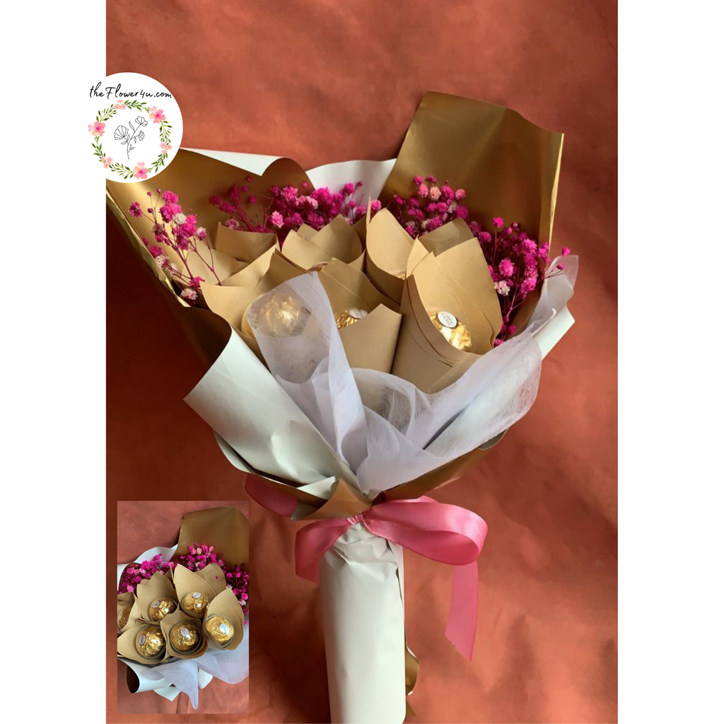 Ferrero Rocher Pink Gold Bouquet -WgWP01 – The Flower4U