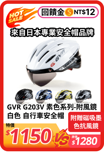 GVR G203V 素色系列 附風鏡 白色 自行車安全帽 2277-196-3