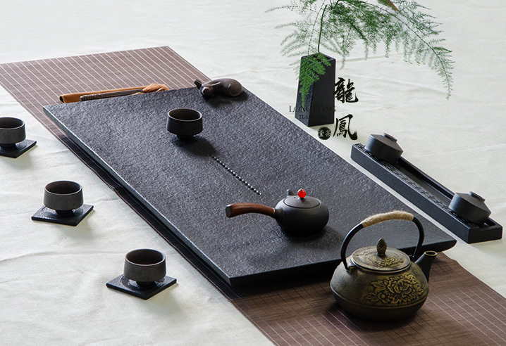 夜玫瑰蒙古黑金石茶盤｜龍鳳茶堂008