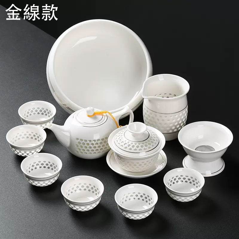 煎茶道具　康煕年製款　青花蓮花文　透蛍手煎茶碗　六客　H　R7457 煎茶道具 康煕年製款 青花蓮花文 透蛍手煎茶碗 六客