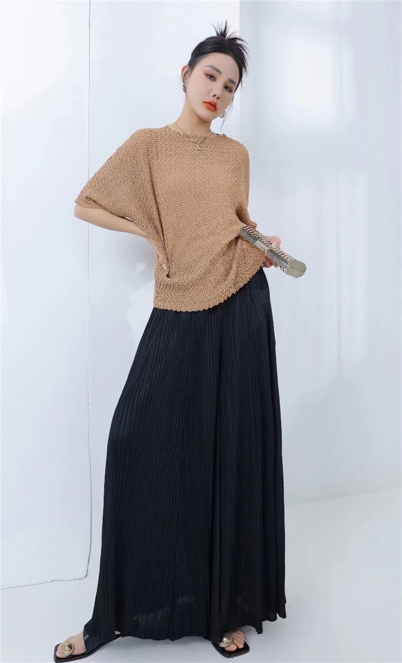 韓版春季款針織感壓褶上衣 (10)