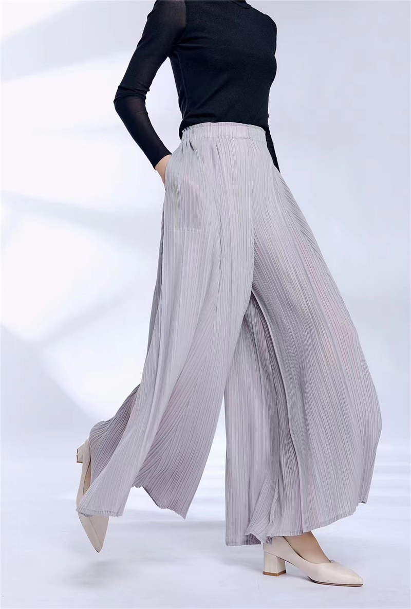 韓版壓摺舒適寬版垂感褲裙 (2)