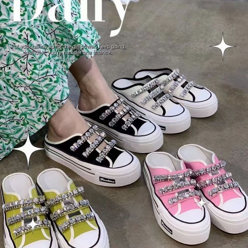 K&J 閃亮服飾 - 👍夏季新款帆布水鑽鬆糕鞋👍