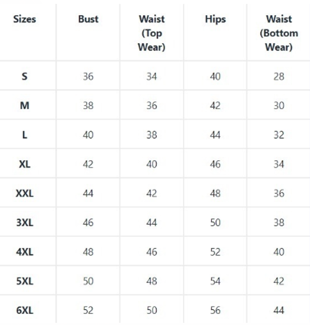 SIZE CHART