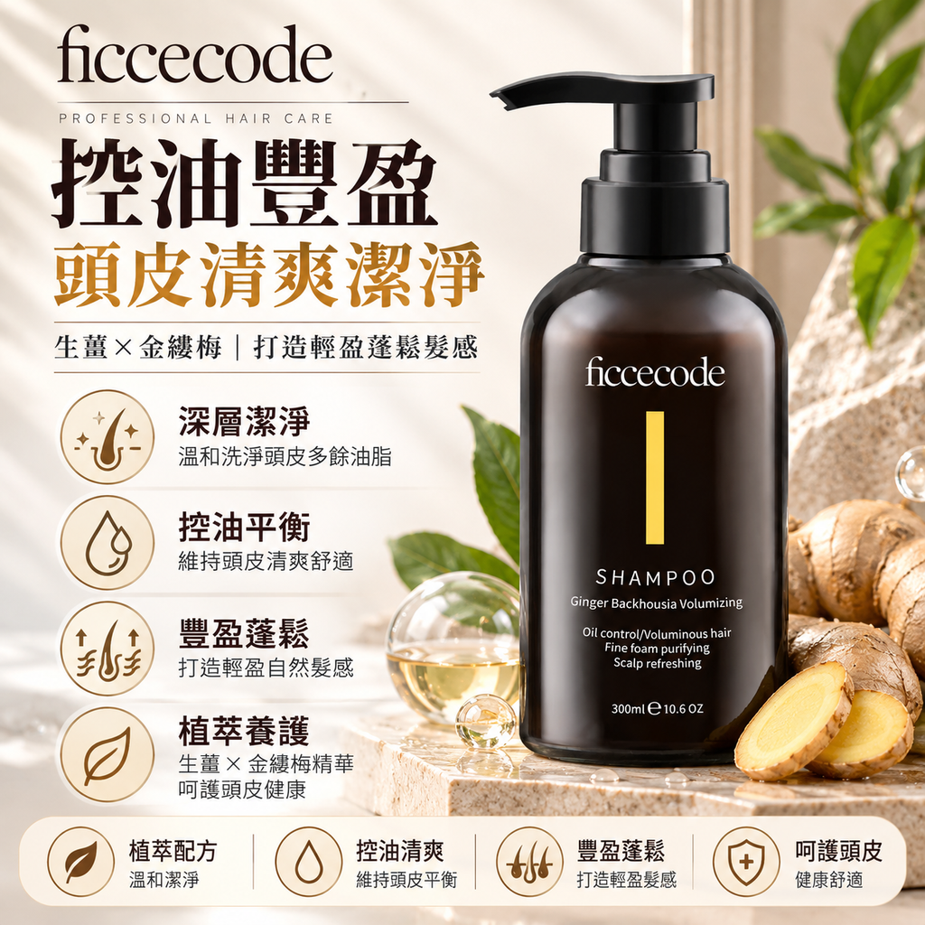 生薑控油豐盈洗髮精廣告