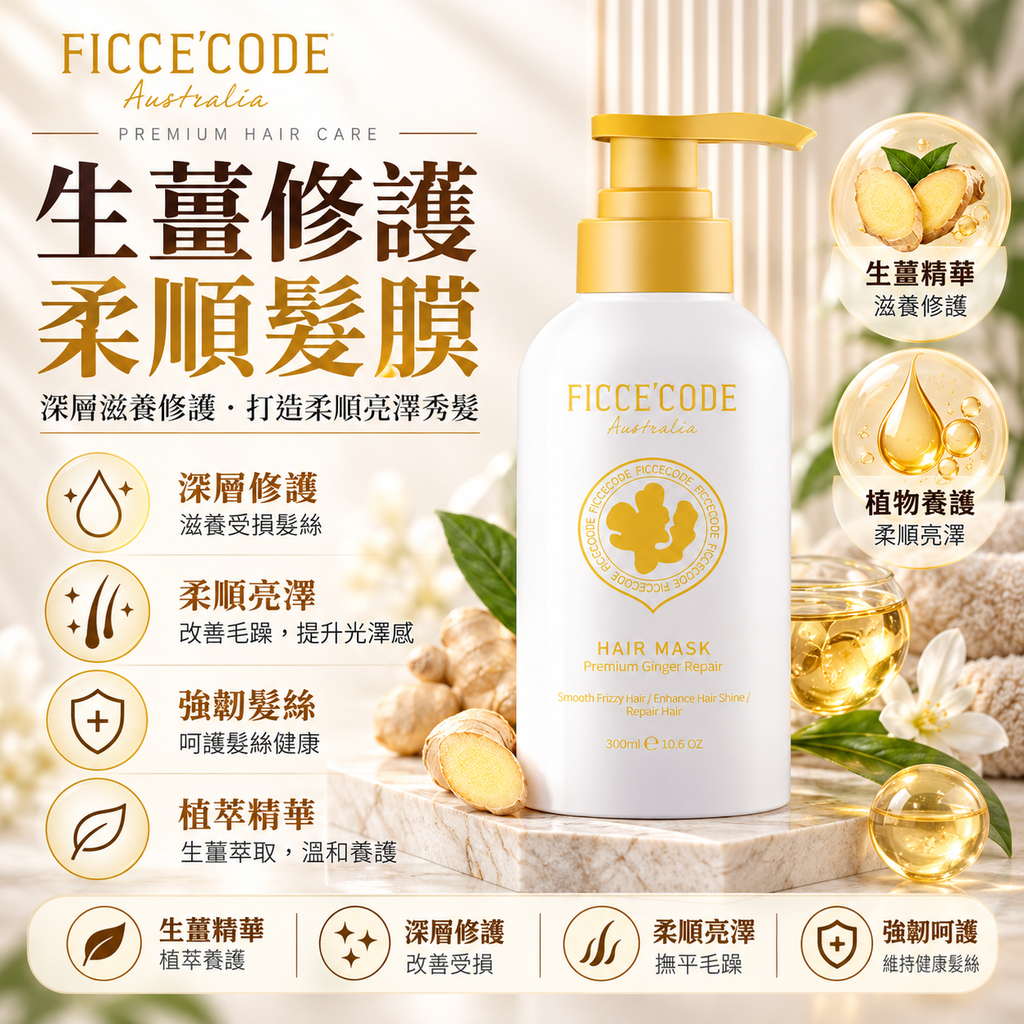 生薑修護柔順髮膜廣告