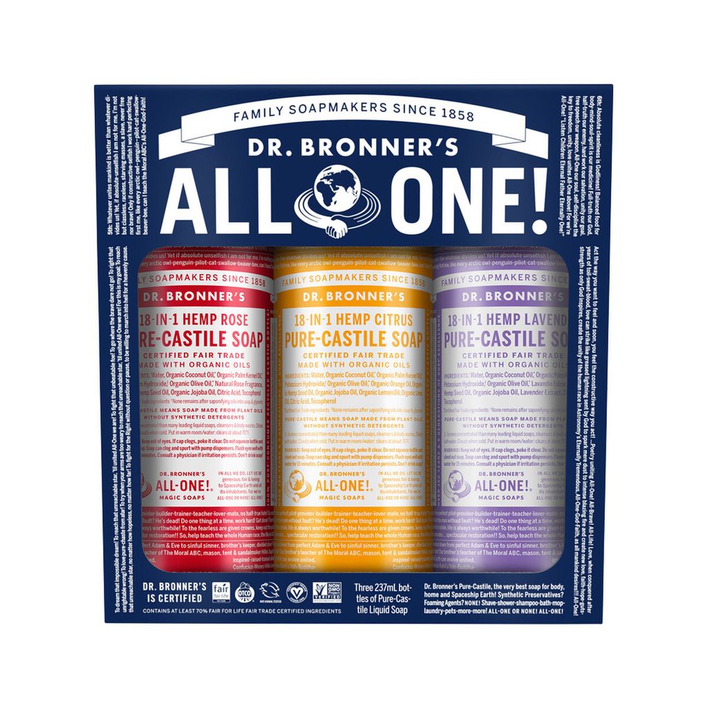 Dr. Bronner's Pure Castile Soap Liquid (Hemp 18 in 1) Carnival 237ml x 3 Pack_media-01