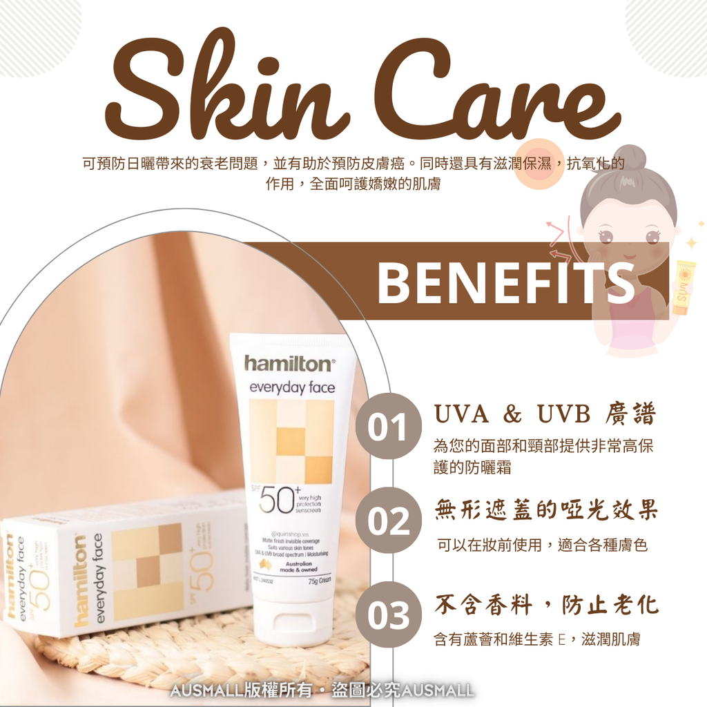 Hamilton 漢密爾頓防曬日常面霜 SPF50 75g