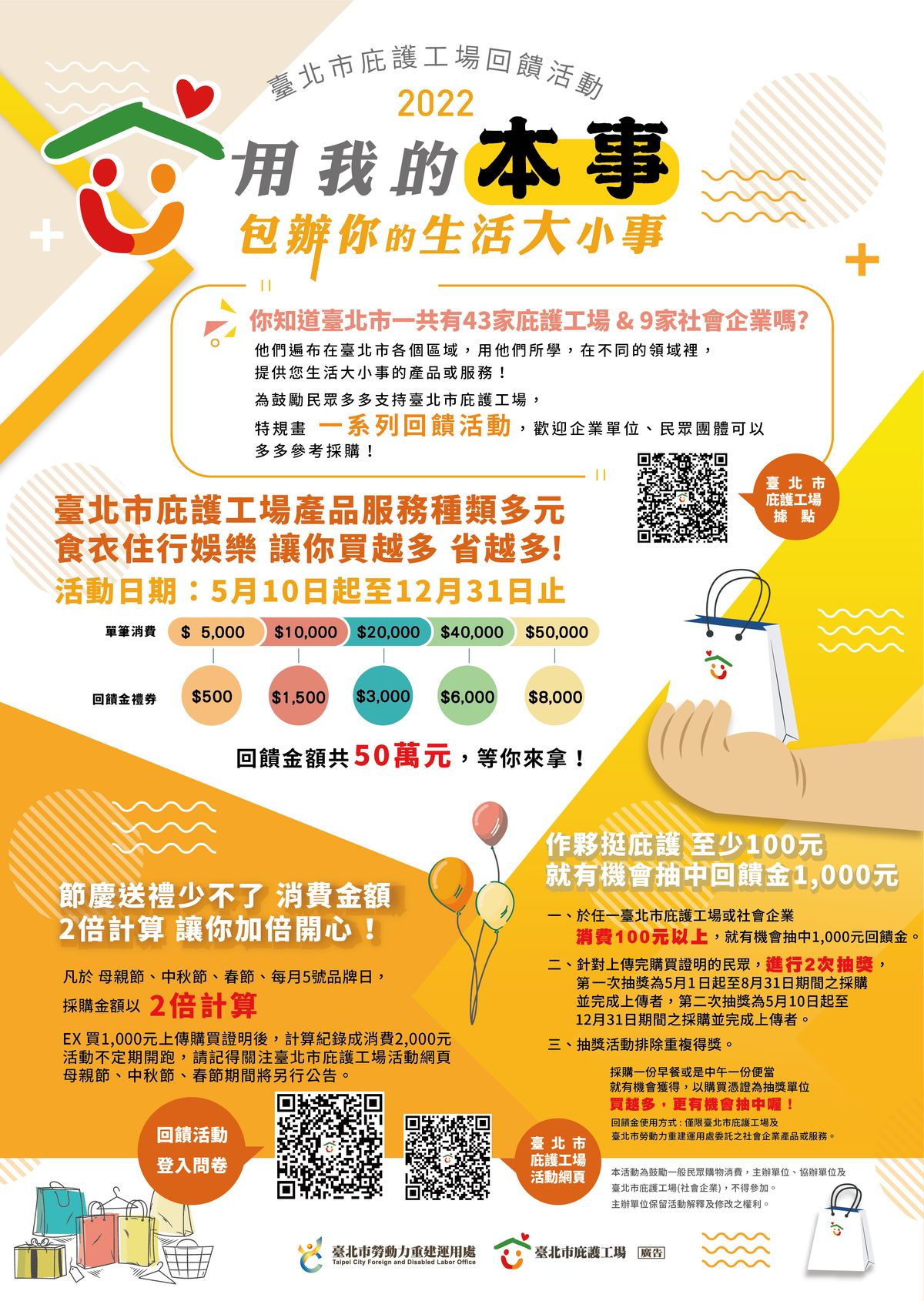 臺北市庇護工場回饋活動【用我的本事 包辦你的生活大小事】三重送
