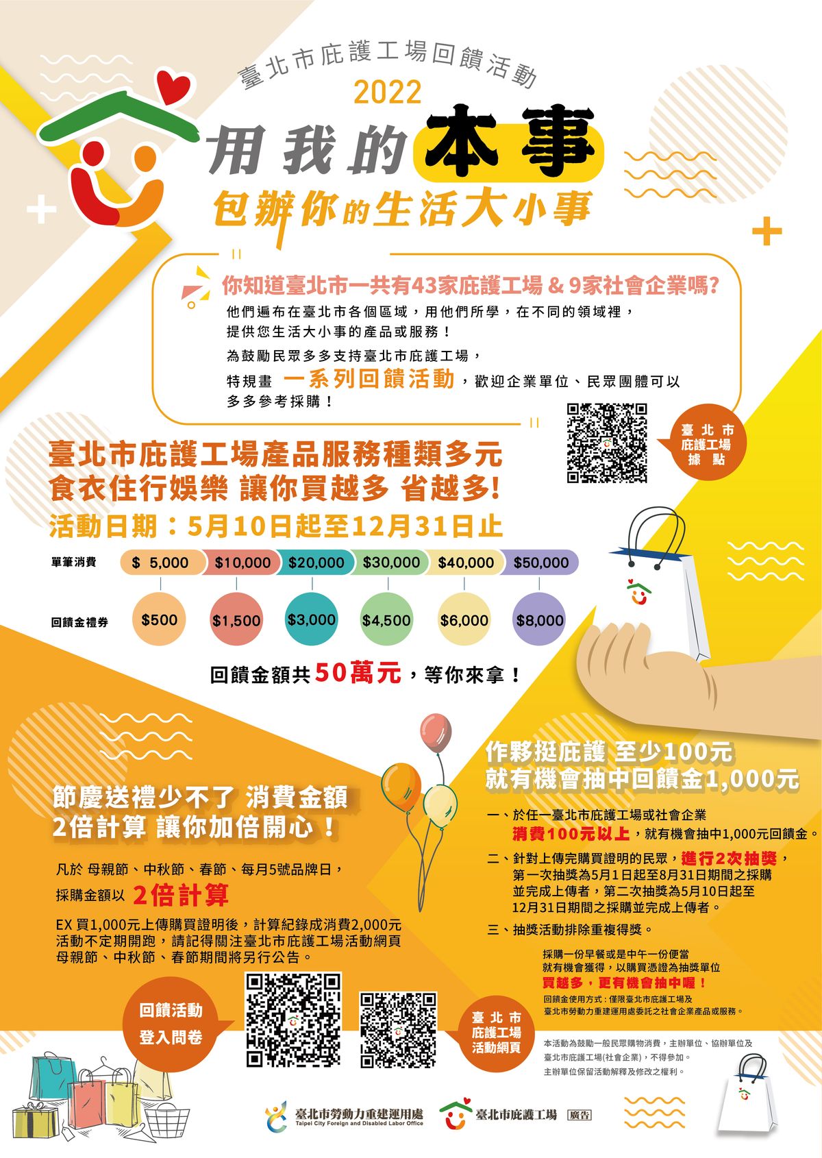 臺北市庇護工場回饋活動【用我的本事 包辦你的生活大小事】三重送