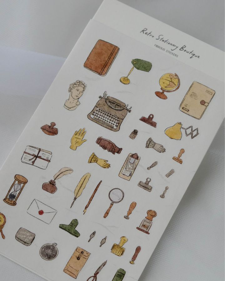 retro stationery boutique fibrous sticker 1