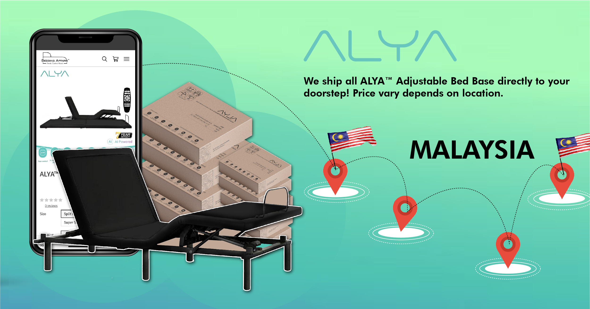 Banner delivery malaysia ALYA adjustable bed base