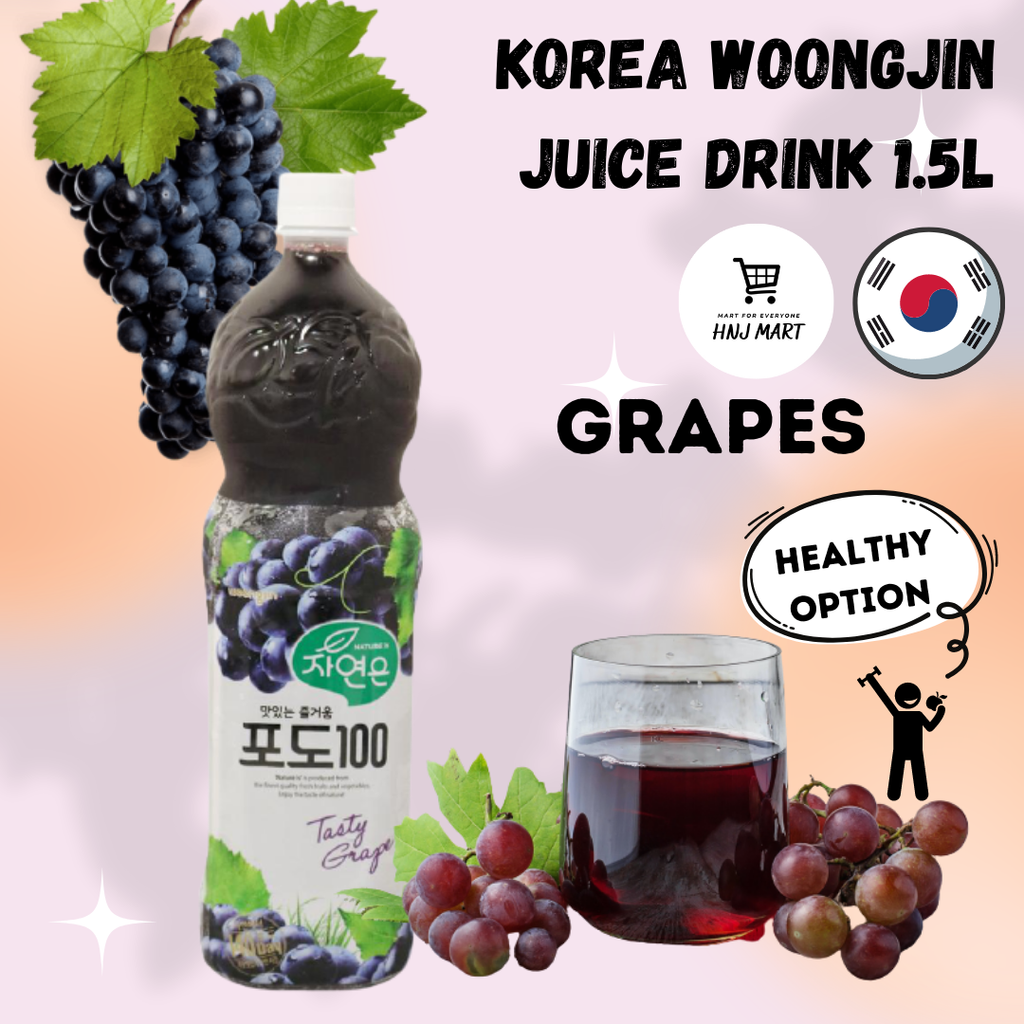 Korea Fruit Juice Drink 1.5L [Green PlumGrapePomegranateTangerinePear] WoongJin (2).png