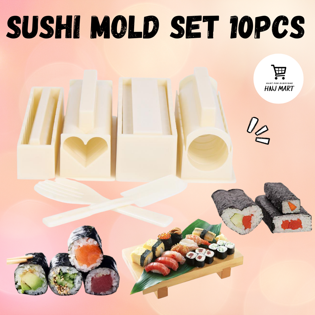 Sushi Mold Set 10pcs Full Set Sushi Maker Sushi Mould Sushi Tools Sushi  Roller DIY Sushi Maker – HNJ MART