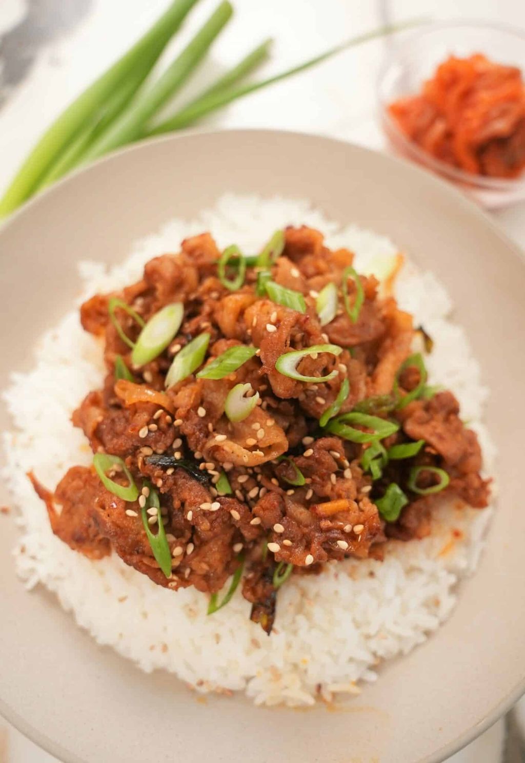 Spicy-Pork-Bulgogi-Plated-With-Kimchi-scaled