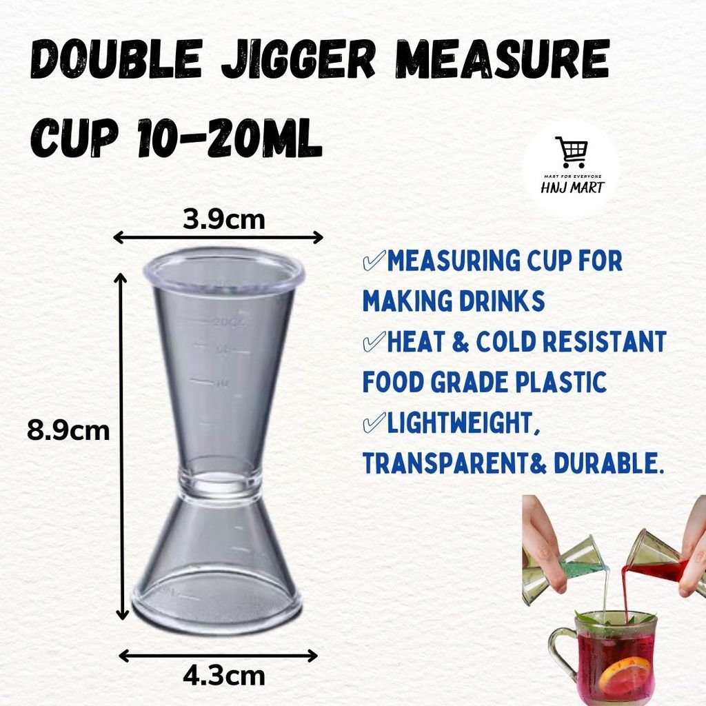 Double Jigger Measure Cup 10-20ml, Cocktail Drink Mixer Measuring Cup