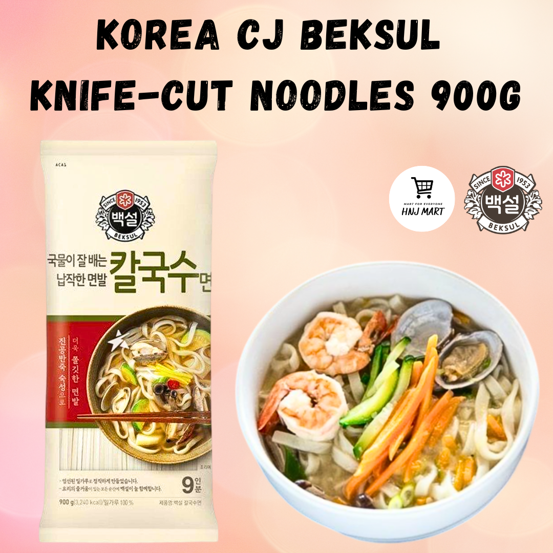 KOREA CJ BEKSUL KNIFE-CUT NOODLES 900G AUTHENTIC KOREAN-STYLE FOR SOUPS, STIR-FRIES, AND NOODLE DISH