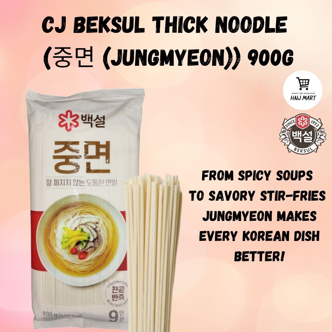 CJ BEKSUL KOREAN-STYLE THICK NOODLE 900G (중면 JUNGMYEON) JJOLMYEON SPICY COLD NOODLE SALAD BIBIMMYEON