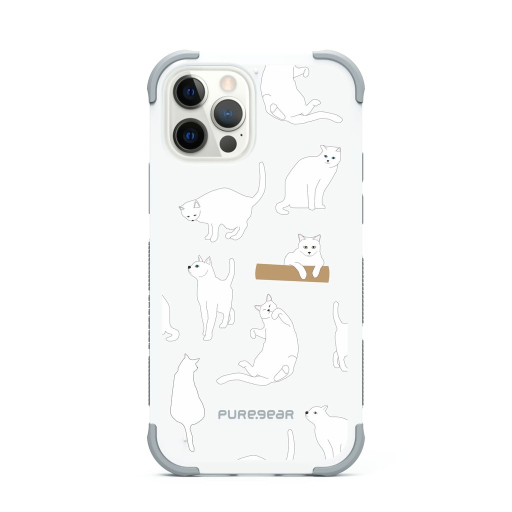 美式風格系列 慵懶白貓 Dualtek坦克軍規保護殼for Iphone Mykia 奇亞數位